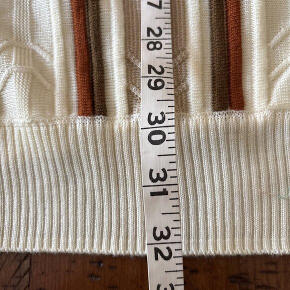 Stacy Adam’s Ivory 70’s Vibe Quarter Zip Sweater Size XL - Picture 6 of 8